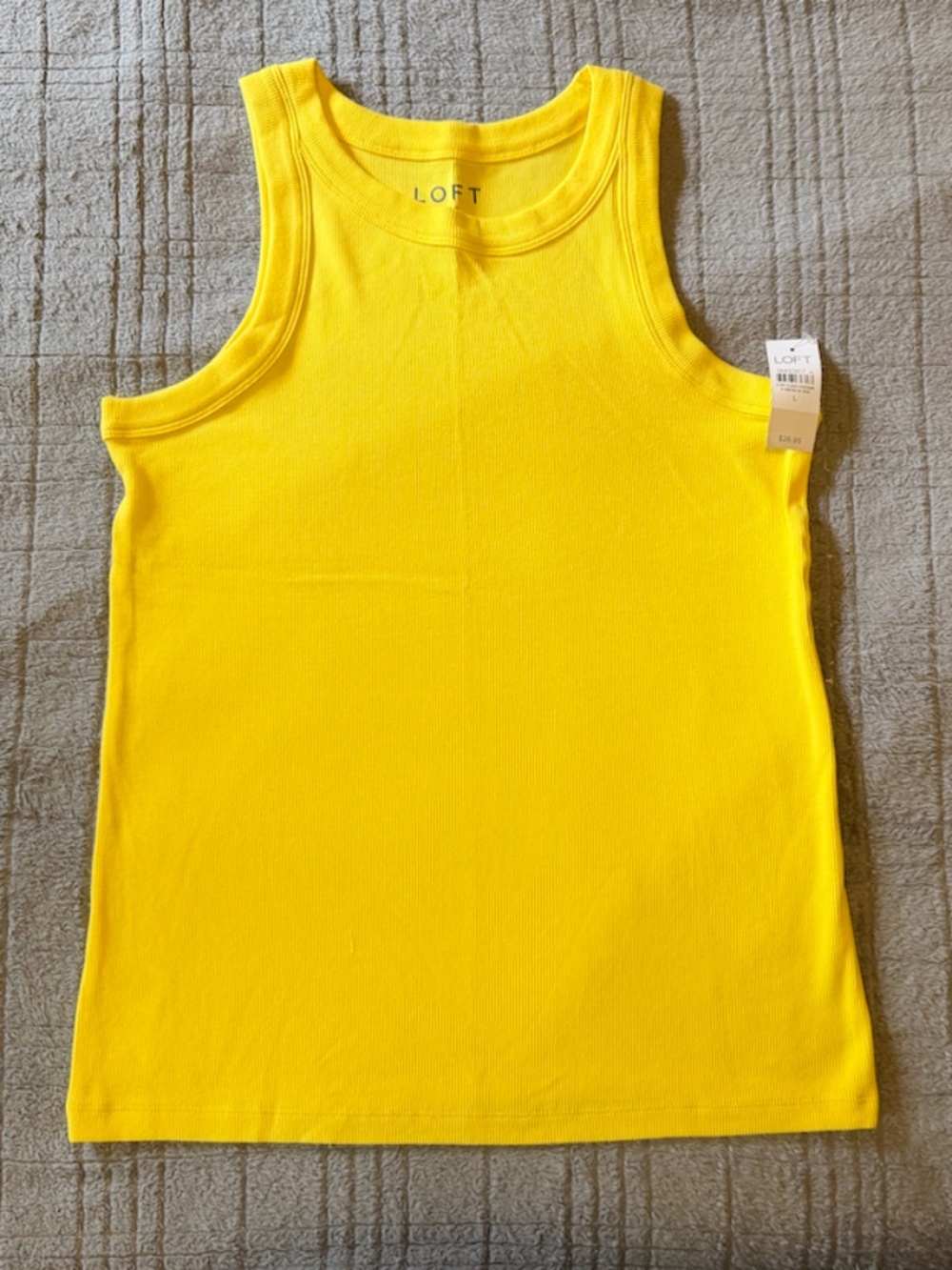 NWT LOFT Vibrant Yellow Ribbed Racerback Tank Top - Size L